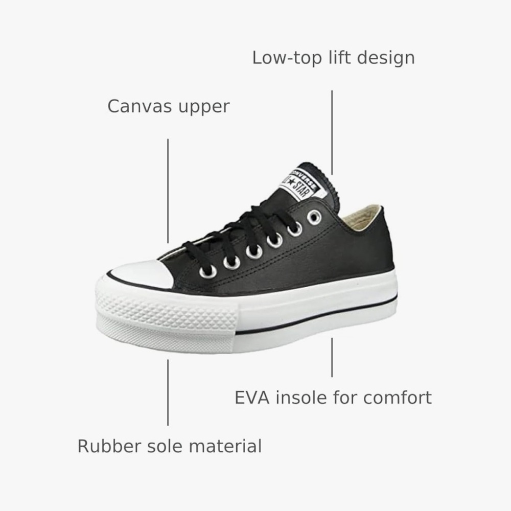 Brand NWOT Size 8 Leather Converse Chuck Taylor All Star Lift sneaker. - Picture 2 of 9